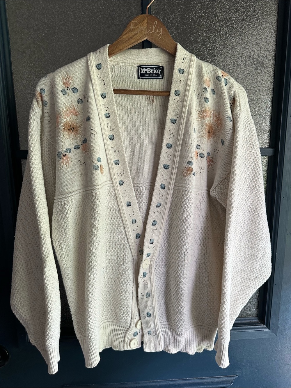 Vintage Cream V-Neck Button Cardigan
